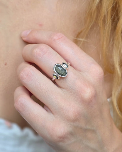 Bague Obsidienne, réglable 52/54