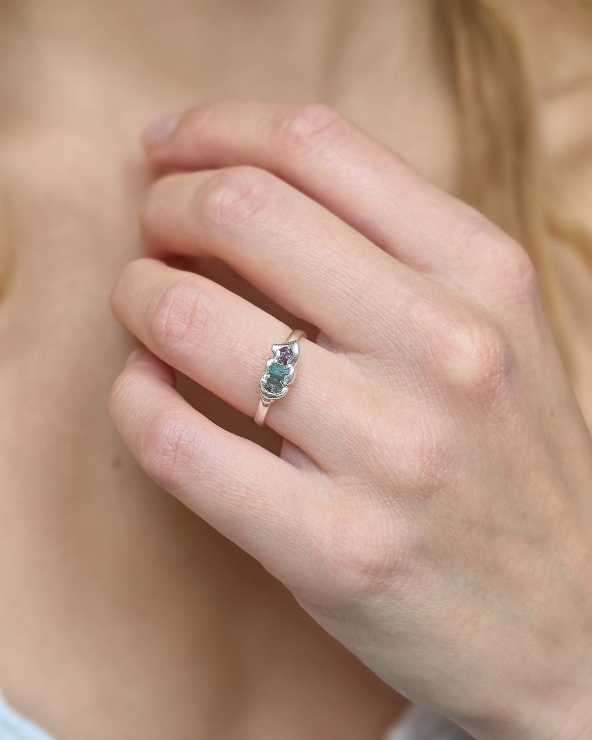 Bague 3 pierres, Réglable 52/54