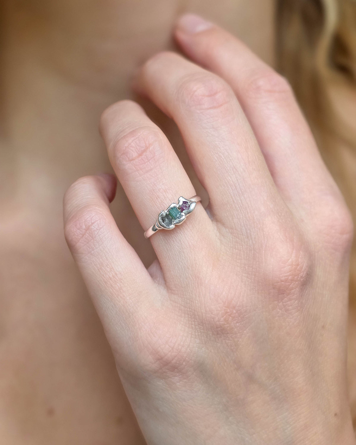 Bague 3 pierres, Réglable 52/54