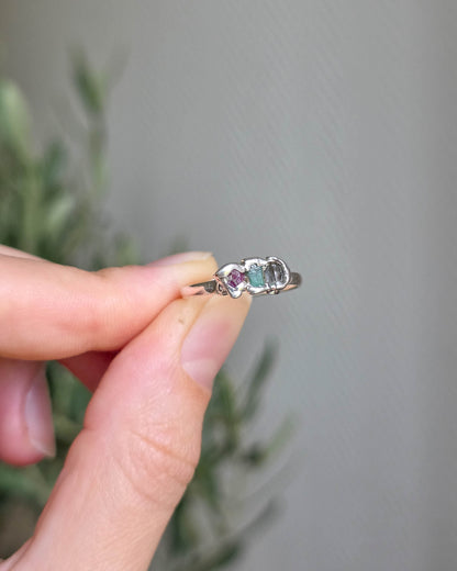 Bague 3 pierres, Réglable 52/54