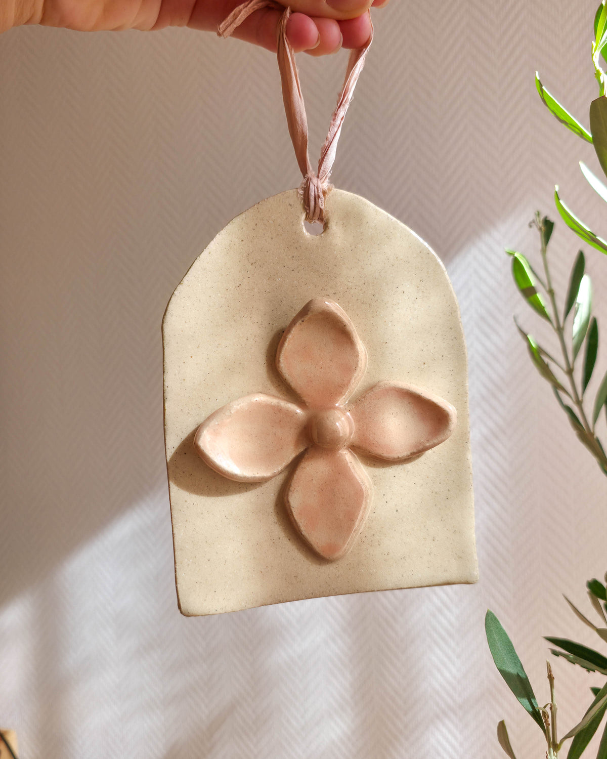 Collier & Suspension Hortense, rose poudré