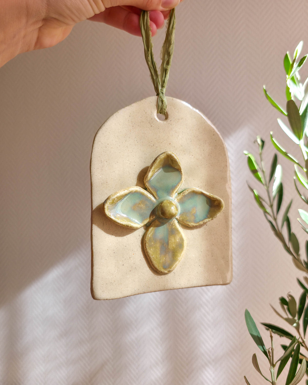 Collier & Suspension Hortense, Vert sauge