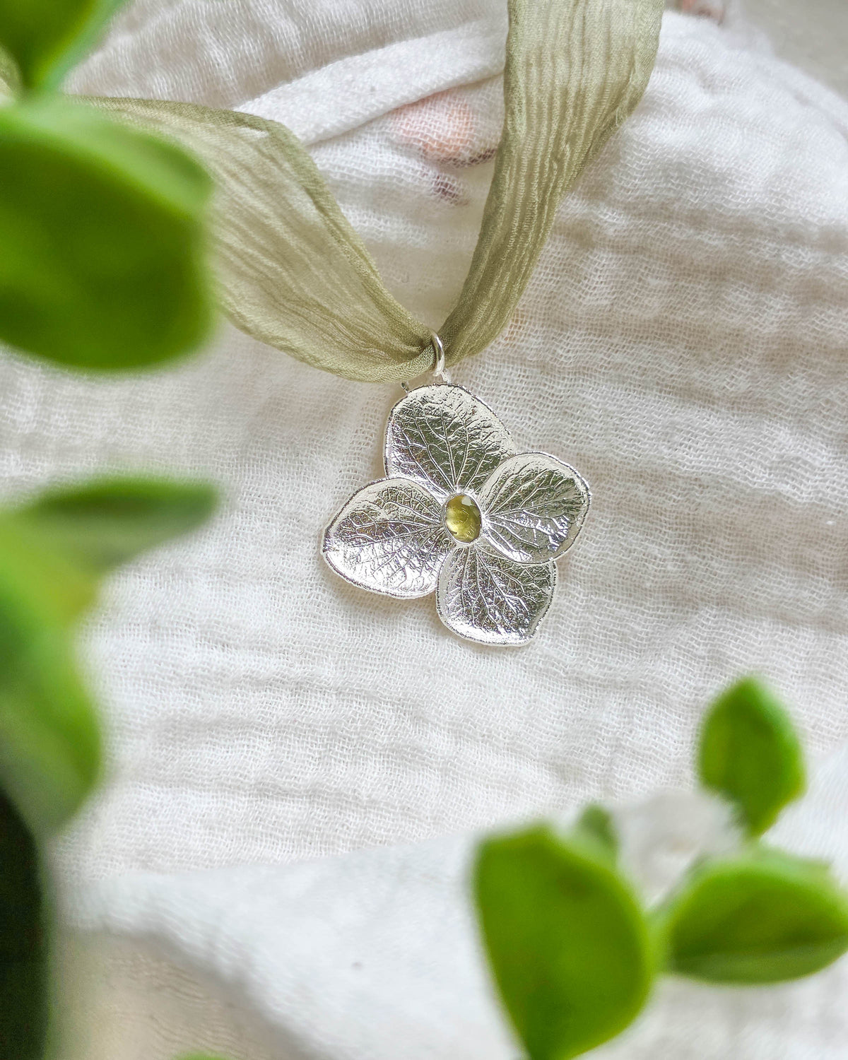 Collier Hortensia vert