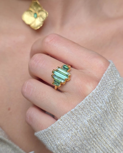 Bague N°4 Tourmaline , réglable T58/62