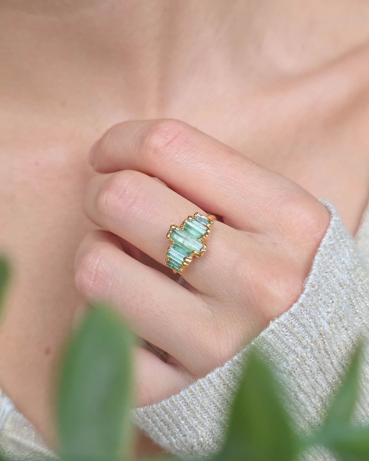 Bague N°6 Tourmaline , réglable T53/56
