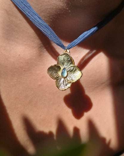 Collier & Suspension Hortense, bleu iris