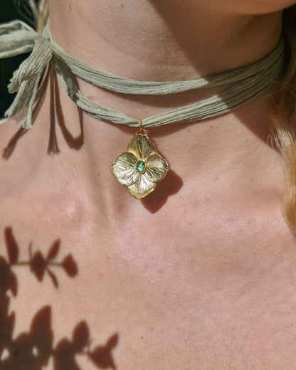 Collier & Suspension Hortense, Vert sauge