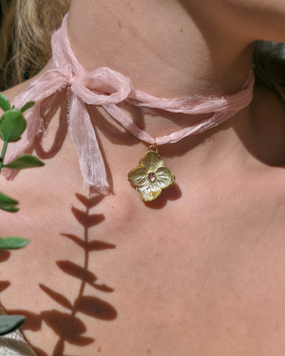 Collier & Suspension Hortense, rose poudré