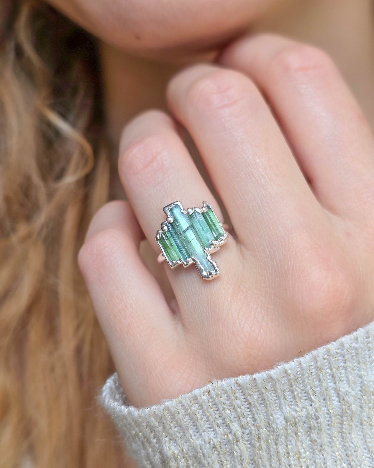 Bague N°3 Tourmaline imparfaite, réglable T50/52