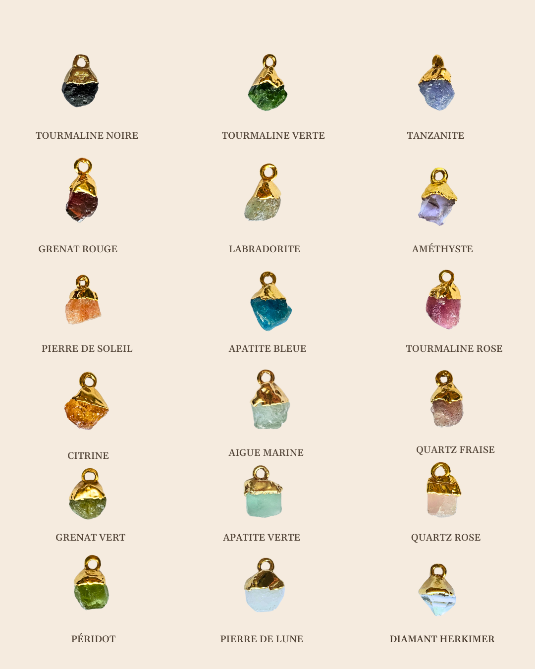 Zoom sur pendentif personnalisable fait main – pierre brute

