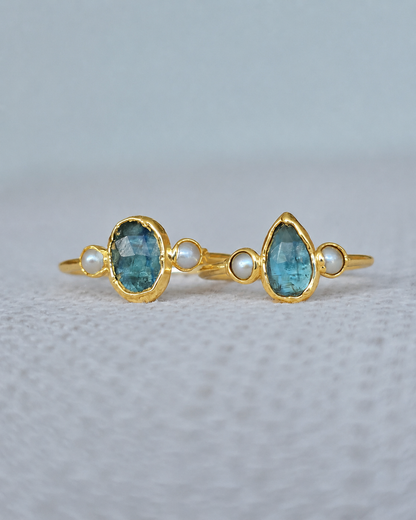 Bague fine Kyanite & Perle