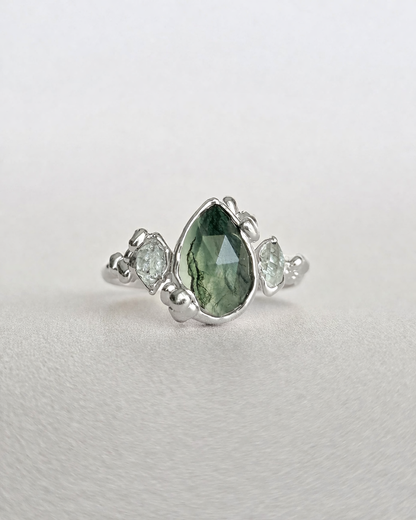 Bague Agate mousse, Poire