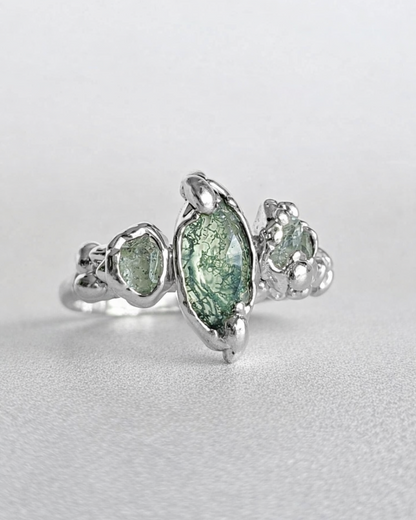 Bague Agate mousse, Marquise