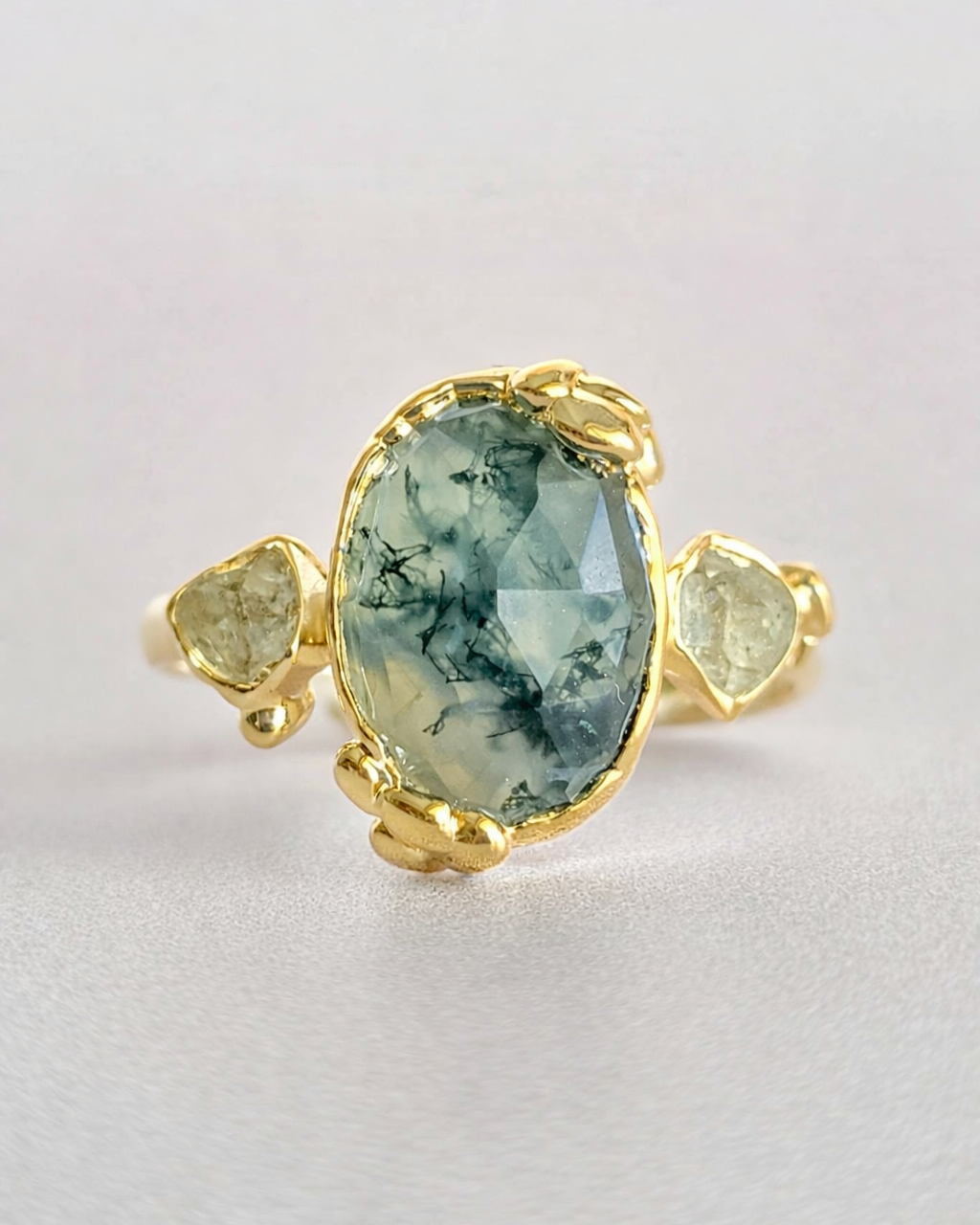 Bague Agate mousse, Ovale