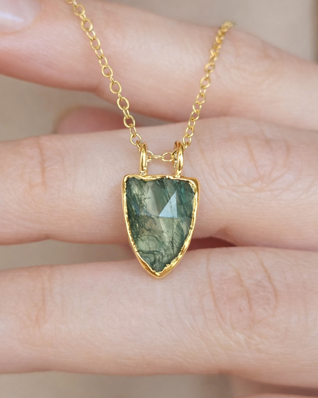 Collier Agate mousse, Bouclier