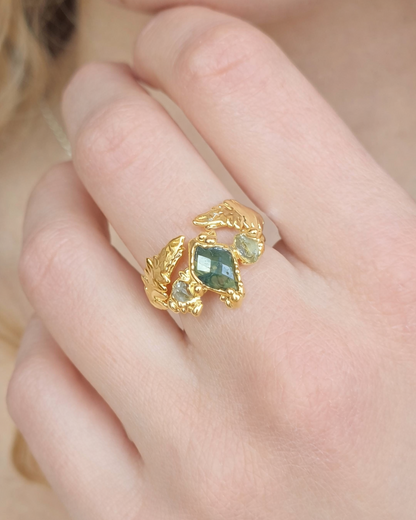 Bague Agate mousse, Losange
