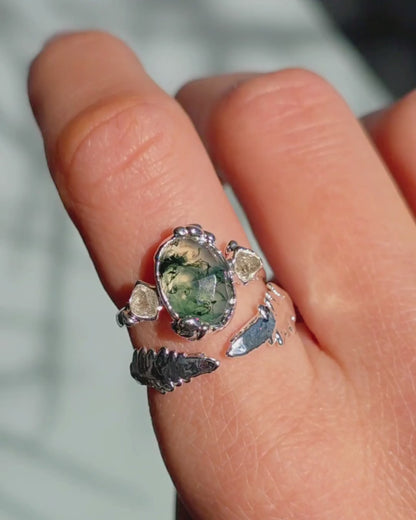 Bague Agate mousse, Ovale